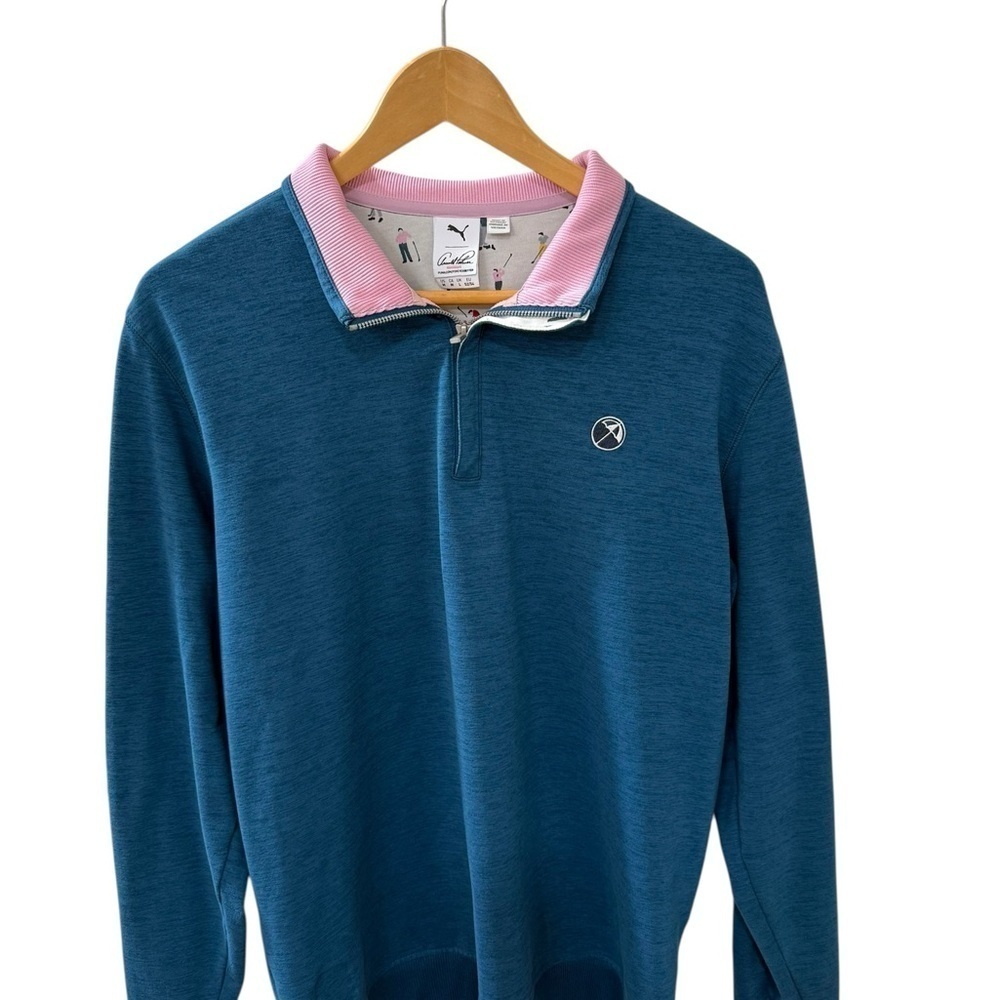 Arnold Palmer Puma Blue 1/2 Zip Size M Cotton Blend Pullover Performance Golf